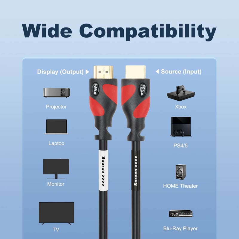 Postta HDMI Cable(100 Feet Red) HDMI 2.0V with Built-in Signal Booster-Support 4K,3D,1080P,Ethernet,Audio Return-1 Pack - Image 2